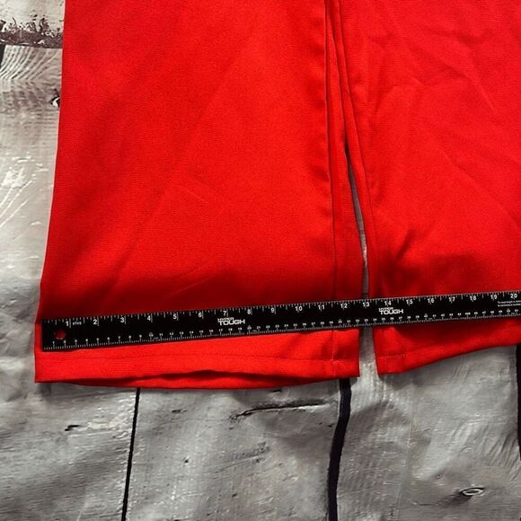 DO + BE Jumpsuit Womens M Red Christmas Paint Suit Romper Wide Leg Ruffles Sexy - Picture 9 of 13